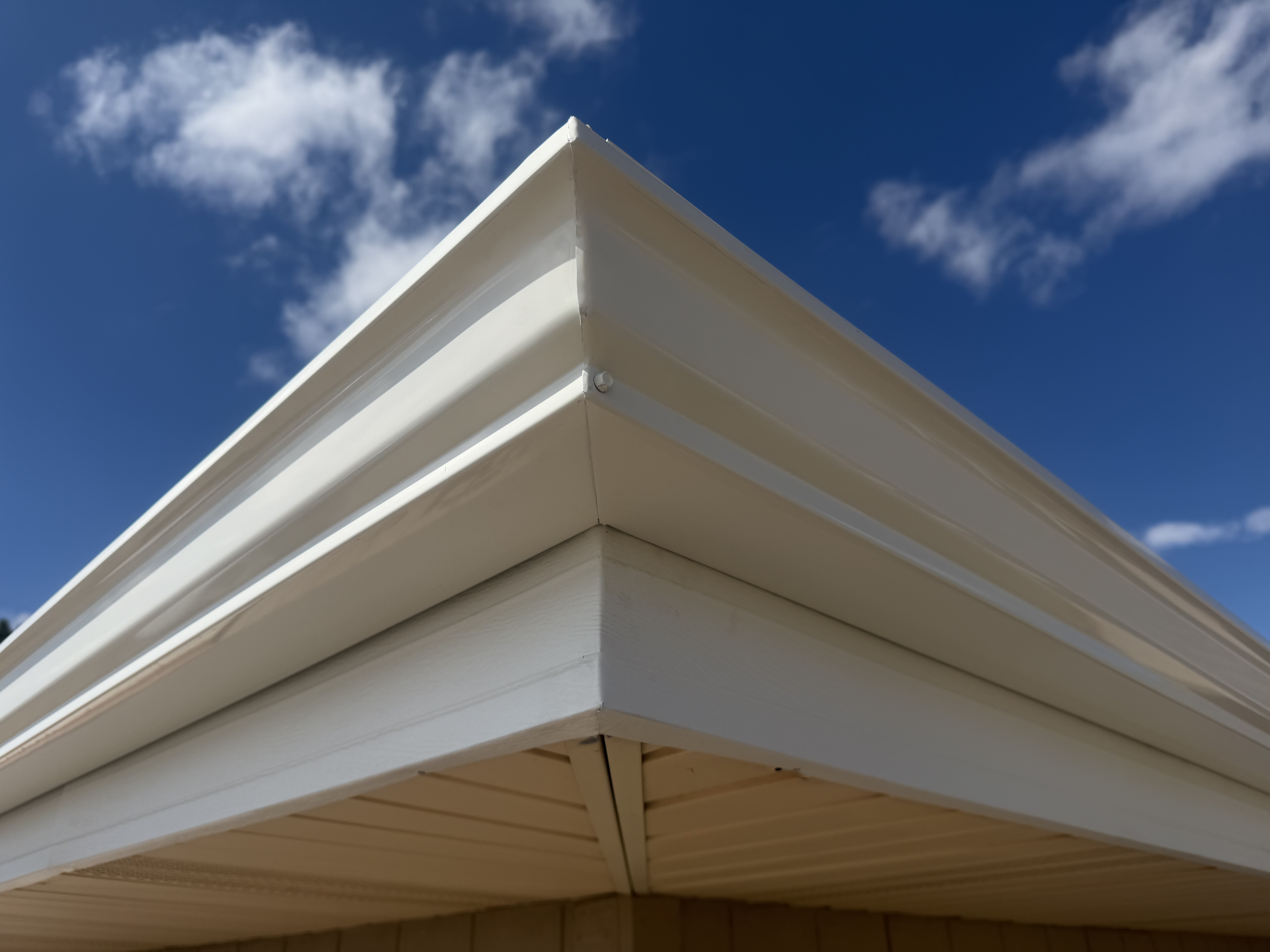 Hand-mitered gutter corner detail